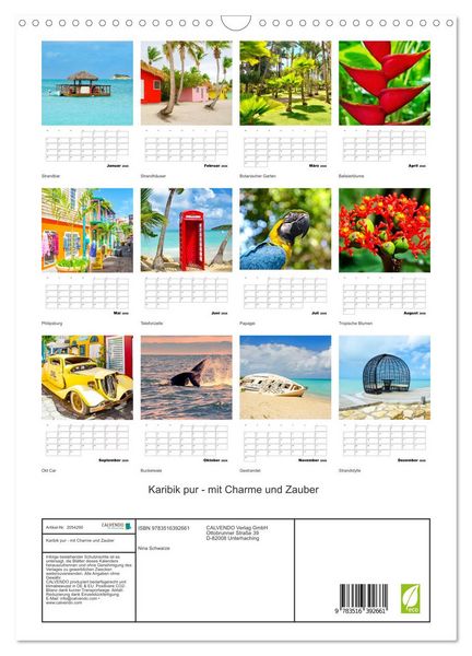 Produktbild: Karibik pur - mit Charme und Zauber (Wandkalender 2026 DIN A3 hoch), CALVENDO Monatskalender