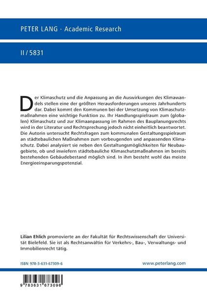 Produktbild: Vorbeugender und anpassender Klimaschutz in der bauplanungsrechtlichen Abw&auml;gung
