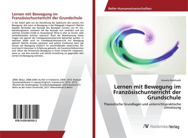 Lernen mit Bewegung im Französischunterricht der Grundschule, Taschenbuch von Annelie Burkhardt, AV Akademikerverlag, 9783639843552