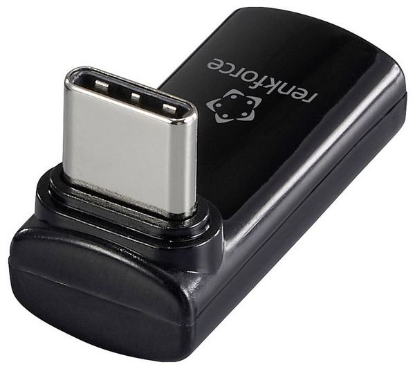 Produktbild: Renkforce USB4&reg; Adapter [1x USB-C&reg; Stecker - 1x USB-C&reg; Buchse] USB4&reg; L-Type Male to Female Charging Adapter, 8K, 140W, 40 Gpbs LED-Display Laden
