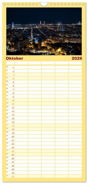 Produktbild: Familienplaner 2026 - Barcelona - Die wundersch&ouml;ne Hauptstadt Kataloniens. mit 5 Spalten (Wandkalender, 21 x 45 cm) CALVENDO