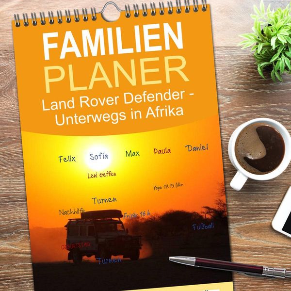 Produktbild: Familienplaner 2026 - Land Rover Defender - Unterwegs in Afrika mit 5 Spalten (Wandkalender, 21 x 45 cm) CALVENDO