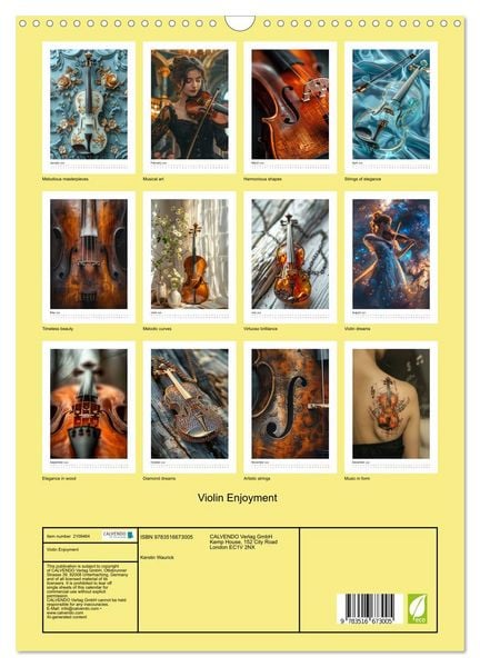 Produktbild: Violin Enjoyment (Wall Calendar 2026 DIN A3 portrait), CALVENDO 12 Month Wall Calendar