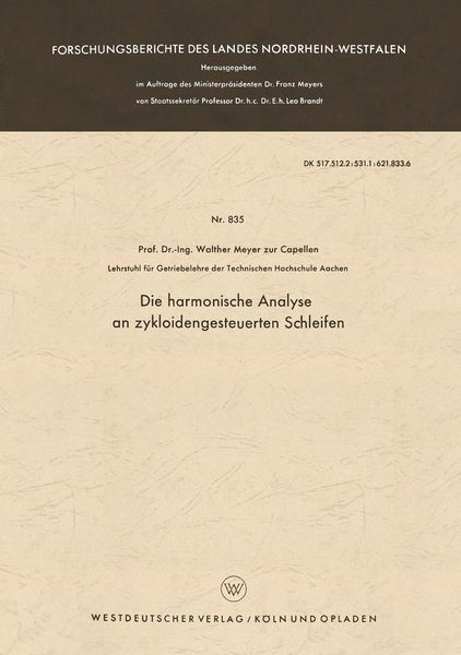 Produktbild: Die harmonische Analyse an zykloidengesteuerten Schleifen