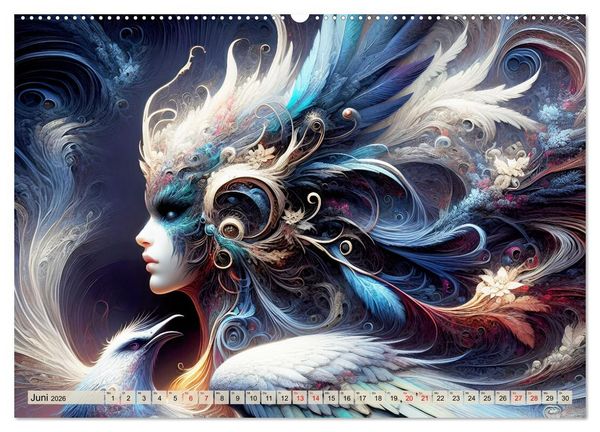 Produktbild: Vogelfrauen Surreale Sch&ouml;nheiten (hochwertiger Premium Wandkalender 2026 DIN A2 quer), Kunstdruck in Hochglanz