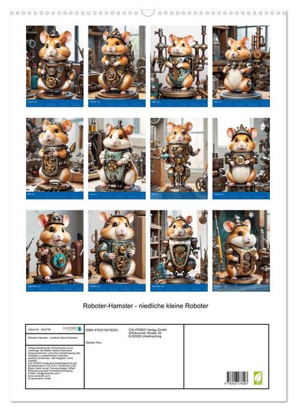 Produktbild: Roboter-Hamster - niedliche kleine Roboter (Wandkalender 2026 DIN A2 hoch), CALVENDO Monatskalender
