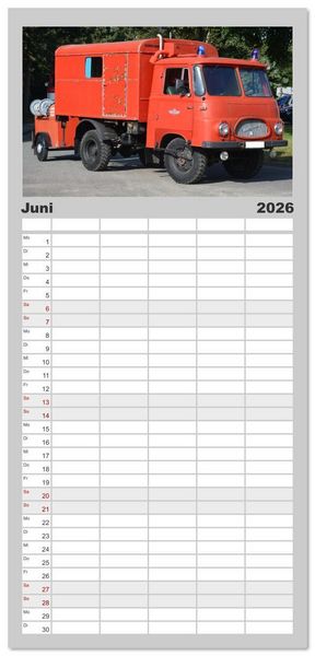 Produktbild: Familienplaner 2026 - Einsatzfahrzeuge der DDR mit 5 Spalten (Wandkalender, 21 x 45 cm) CALVENDO