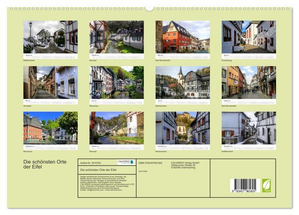 Produktbild: Die sch&ouml;nsten Orte der Eifel (hochwertiger Premium Wandkalender 2026 DIN A2 quer), Kunstdruck in Hochglanz