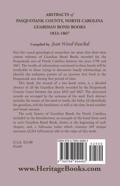 Produktbild: Abstracts of Pasquotank County, North Carolina, Guardian Bond Books, 1832-1867