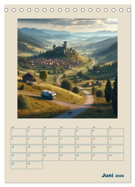 Produktbild: Traumreisen im Wohnmobil (Tischkalender 2026 DIN A5 hoch), CALVENDO Monatskalender