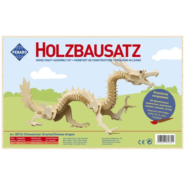 Produktbild: PEBARO 857/6 - Holzbausatz Chinesischer Drache, 148 Teile, Holzkonstruktion zum Zusammenstecken