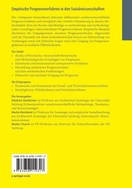 Produktbild: Empirische Prognoseverfahren in den Sozialwissenschaften