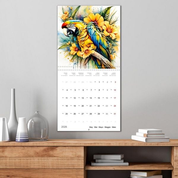 Produktbild: Des perroquets color&eacute;s (Calendrier mural carr&eacute; 2026 30x30 cm) Calendrier double avec une page pour vos prises de notes