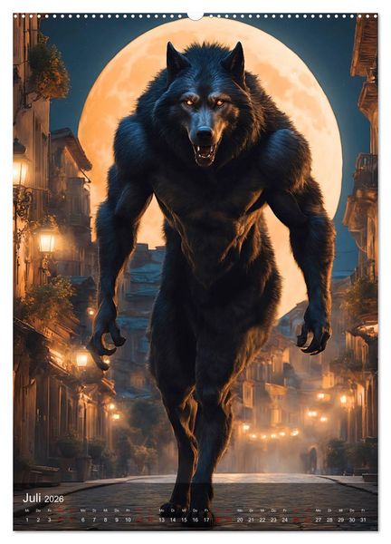 Produktbild: Werw&ouml;lfe - mystischer Mond (hochwertiger Premium Wandkalender 2026 DIN A2 hoch), Kunstdruck in Hochglanz