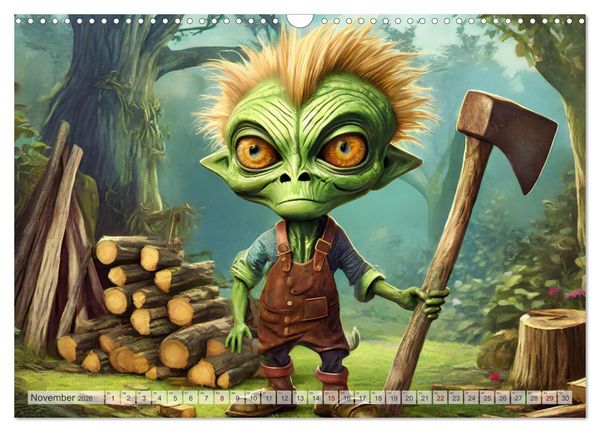 Produktbild: Gr&uuml;ne M&auml;nnchen - Ganz normale Au&szlig;erirdische (Wandkalender 2026 DIN A3 quer), CALVENDO Monatskalender