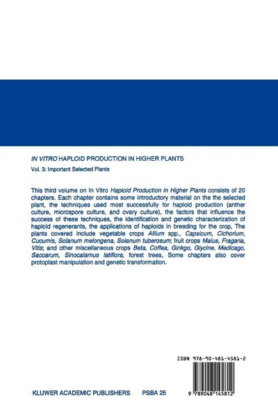 Produktbild: In vitro Haploid Production in Higher Plants