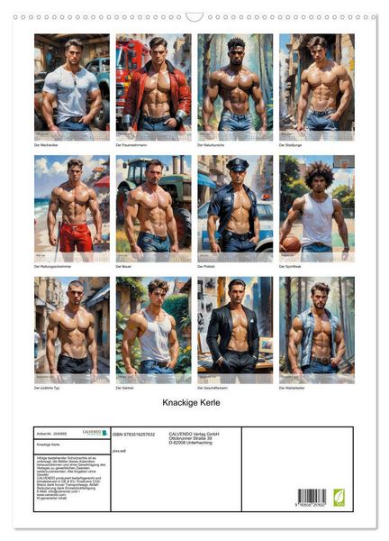 Produktbild: Knackige Kerle (Wandkalender 2026 DIN A2 hoch), CALVENDO Monatskalender