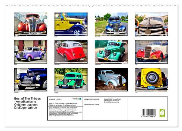 Produktbild: Best of The Thirties - Amerikanische Oldtimer aus den Drei&szlig;iger Jahren (hochwertiger Premium Wandkalender 2026 DIN A2 quer), Kunstdruck in Hochglanz