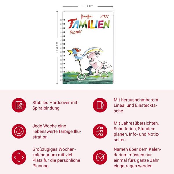 Produktbild: Helme Heine: Familienplaner-Buch A6 2027