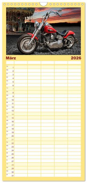 Produktbild: Familienplaner 2026 - Motorrad-Tr&auml;ume &ndash; Chopper und Custombikes mit 5 Spalten (Wandkalender, 21 x 45 cm) CALVENDO