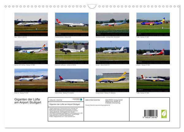 Produktbild: Giganten der L&uuml;fte am Airport Stuttgart (Wandkalender 2026 DIN A3 quer), CALVENDO Monatskalender