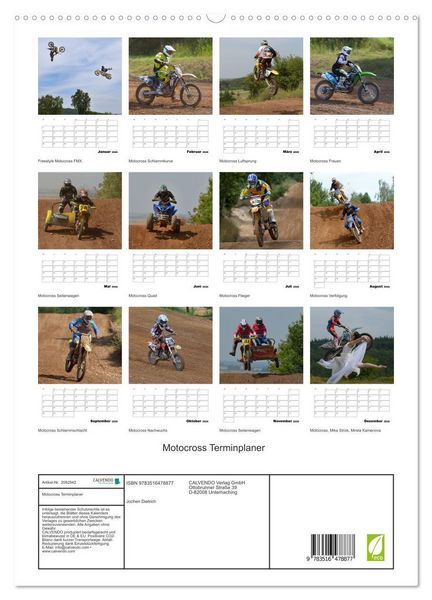 Produktbild: Motocross Terminplaner (hochwertiger Premium Wandkalender 2026 DIN A2 hoch), Kunstdruck in Hochglanz