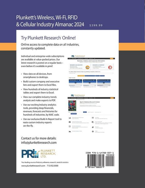 Produktbild: Plunkett's Wireless, Wi-Fi, RFID & Cellular Industry Almanac 2024