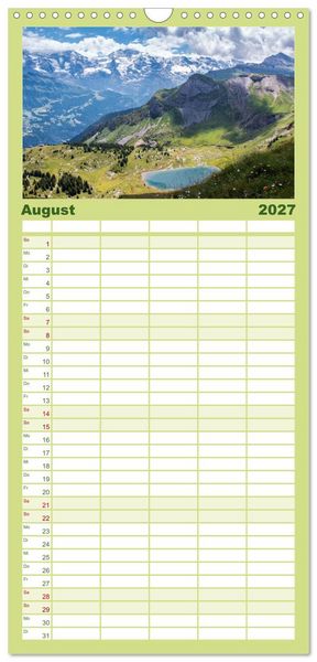 Produktbild: Familienplaner 2027 - Berner Oberland - Bergwelten mit 5 Spalten (Wandkalender, 21 x 45 cm) CALVENDO