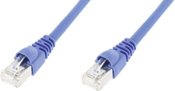 Telegärtner 100008465 RJ45 Netzwerkkabel, Patchkabel CAT 6a S/FTP 3.00m Blau Flammwidrig, mit Rastnasenschutz, Flammwidr