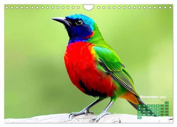 Produktbild: Leuchtend farbenfrohe V&ouml;gel (Wandkalender 2026 DIN A4 quer), CALVENDO Monatskalender