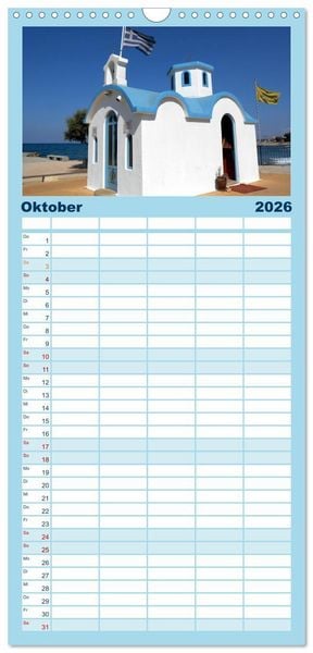 Produktbild: Familienplaner 2026 - Kreta - Griechischer Inseltraum mit 5 Spalten (Wandkalender, 21 x 45 cm) CALVENDO