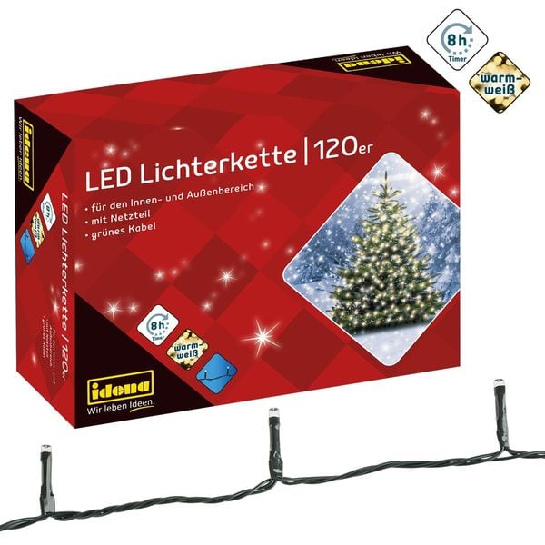 Idena Lichterkette 120 LED warmweiß 20m