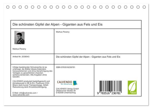 Produktbild: Die sch&ouml;nsten Gipfel der Alpen - Giganten aus Fels und Eis (Tischkalender 2026 DIN A5 quer), CALVENDO Monatskalender