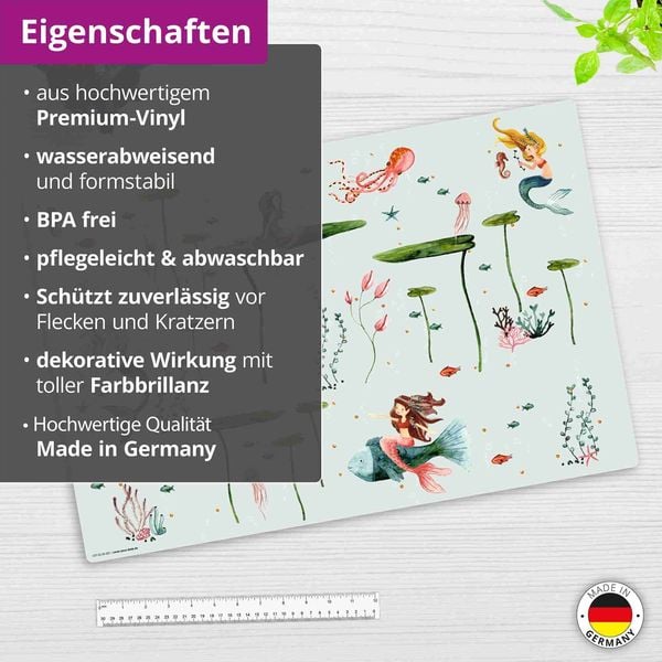 Produktbild: Cover-your-desk Schreibtischunterlage f&uuml;r Kinder und Erwachsene Meerjungfrau, aus hochwertigem Vinyl , 60 x 40 cm