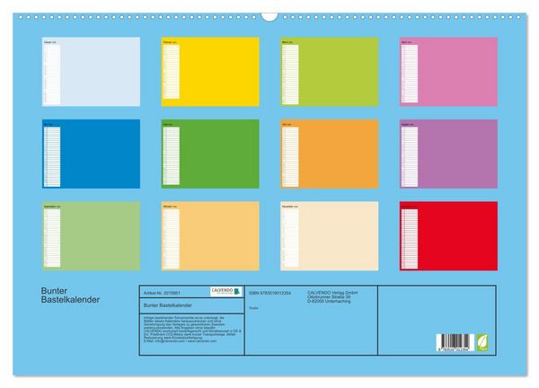 Produktbild: Bunter Bastelkalender (Wandkalender 2026 DIN A2 quer), CALVENDO Monatskalender