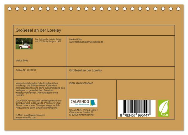 Produktbild: Gro&szlig;esel an der Loreley (Tischkalender 2026 DIN A5 quer), CALVENDO Monatskalender