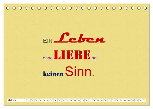Produktbild: Zitate und Spr&uuml;che In Sachen LIEBE (Tischkalender 2026 DIN A5 quer), CALVENDO Monatskalender