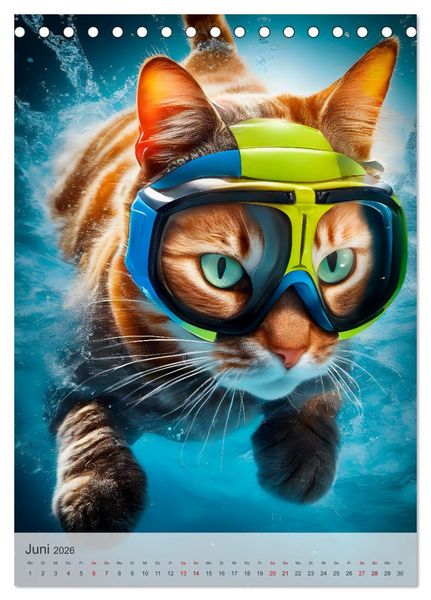 Produktbild: Outdoorsport f&uuml;r Katzen (Tischkalender 2026 DIN A5 hoch), CALVENDO Monatskalender