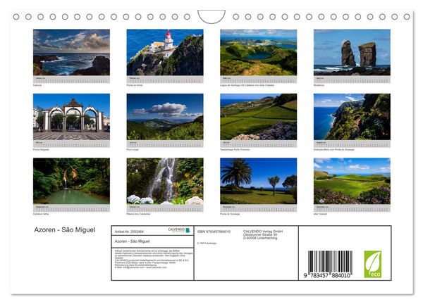 Produktbild: Azoren - S&atilde;o Miguel (Wandkalender 2026 DIN A4 quer), CALVENDO Monatskalender