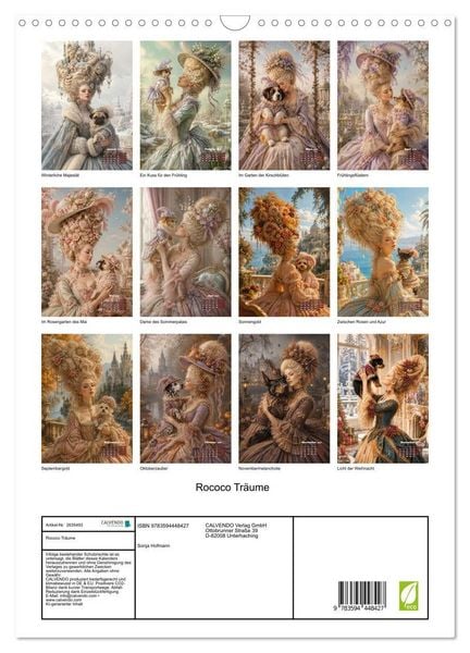 Produktbild: Rococo Tr&auml;ume (Wandkalender 2027 DIN A3 hoch), CALVENDO Monatskalender