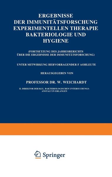 Produktbild: Ergebnisse der Immunit&auml;tsforschung Experimentellen Therapie Bakteriologie und Hygiene