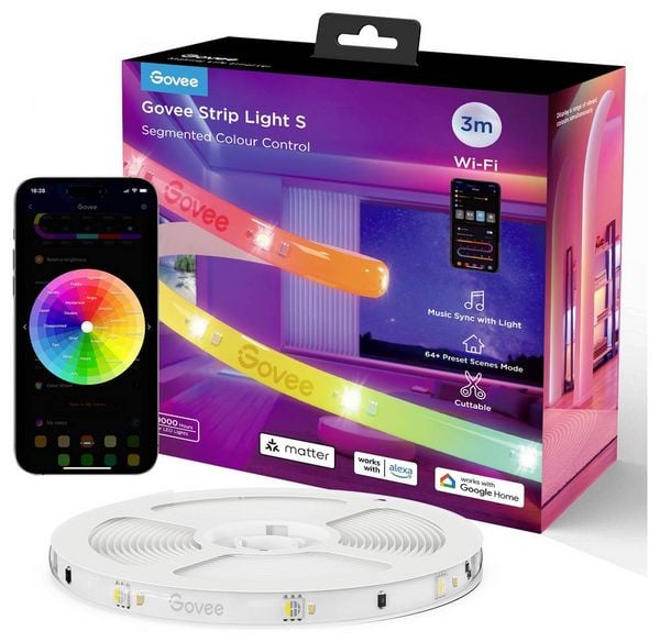 Produktbild: Govee LED Strip Lights Matter ready 3 Meter H612FCD1 LED-Streifen-Basisset 230 V, 24 V 3 m RGB 1 St.