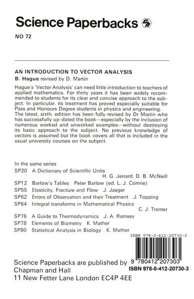 Produktbild: An Introduction to Vector Analysis