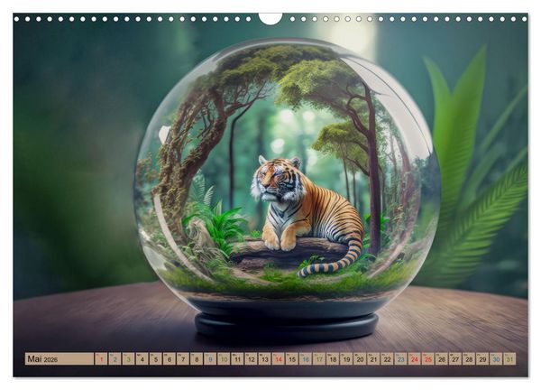 Produktbild: Miniaturwelt in der Glaskugel (Wandkalender 2026 DIN A3 quer), CALVENDO Monatskalender