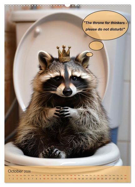 Produktbild: Animals on toilet makes you smile (High Quality Premium Wall Calendar 2026 DIN A2 portrait),CALVENDO 12 Month Wall Calendar