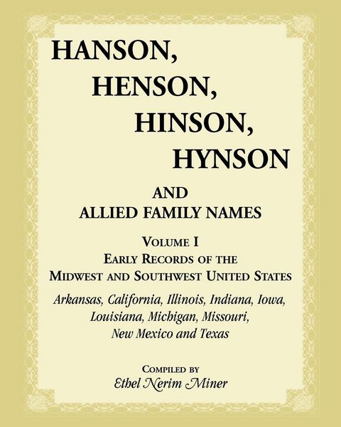Produktbild: Hanson, Henson, Hinson, Hynson, and Allied Family Names, Volume 1