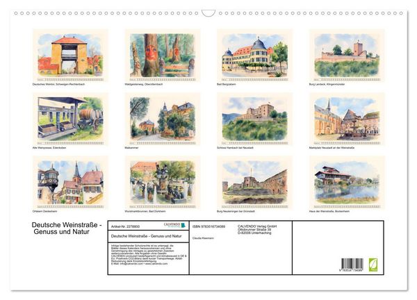 Produktbild: Deutsche Weinstra&szlig;e - Genuss und Natur (Wandkalender 2026 DIN A2 quer), CALVENDO Monatskalender