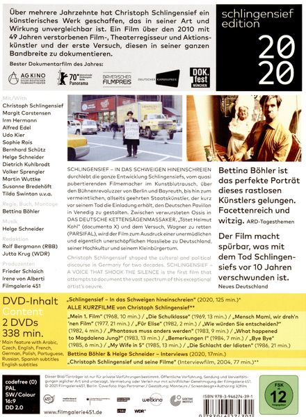 Produktbild: Schlingensief - In das Schweigen hineinschreien (Special Edition mit allen Kurzfilmen und Extras) [2 DVDs]
