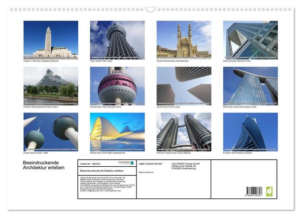 Produktbild: Beeindruckende Architektur erleben (Wandkalender 2026 DIN A2 quer), CALVENDO Monatskalender
