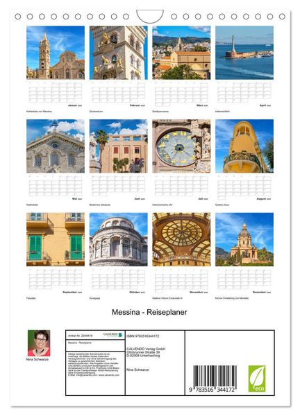 Produktbild: Messina - Reiseplaner (Wandkalender 2026 DIN A4 hoch), CALVENDO Monatskalender